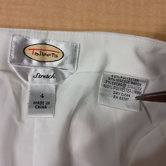 Talbot's Stretch Classy White Fully Lined Flare Leg Pants Size 4 - Picture 10 of 11